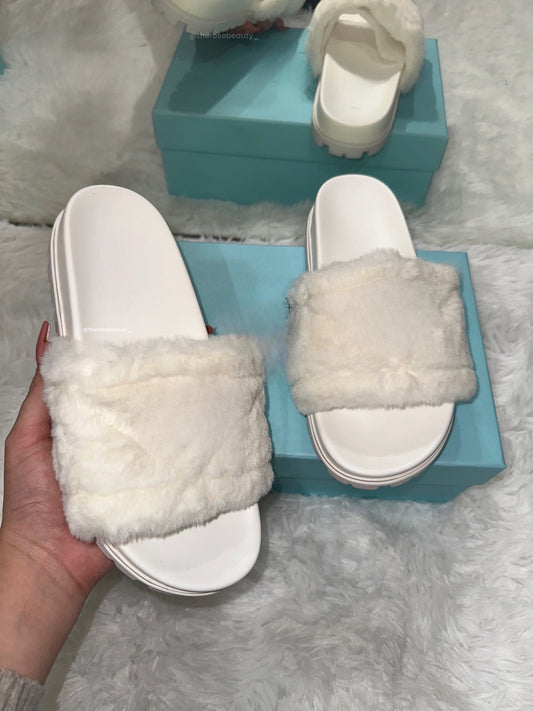 White Fur Slides