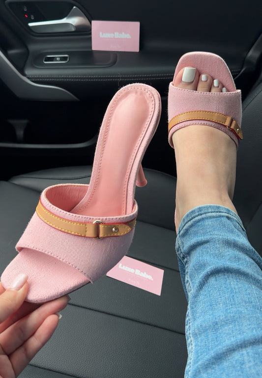 Denim pink heels