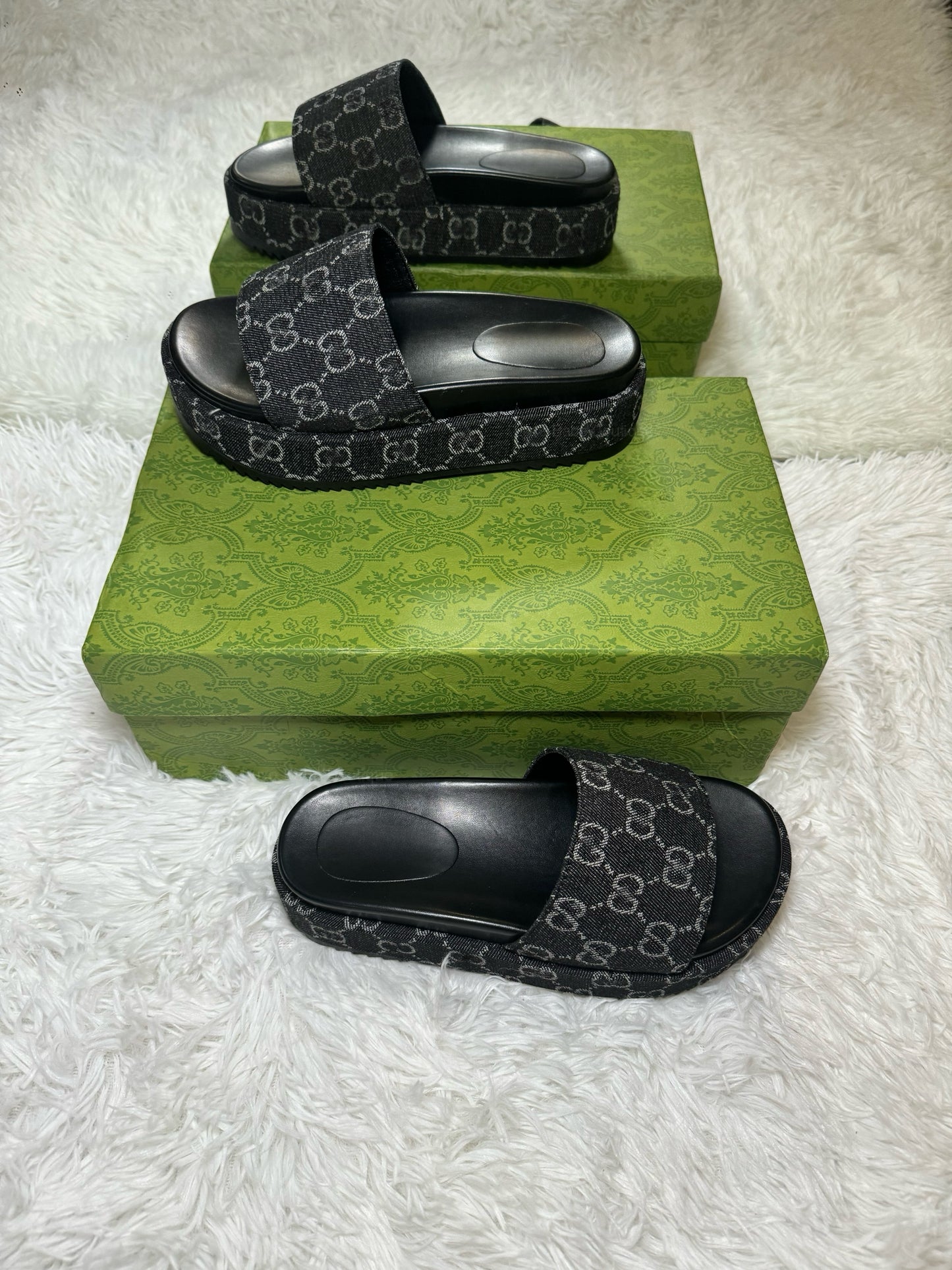 GG Platform Black Sandals