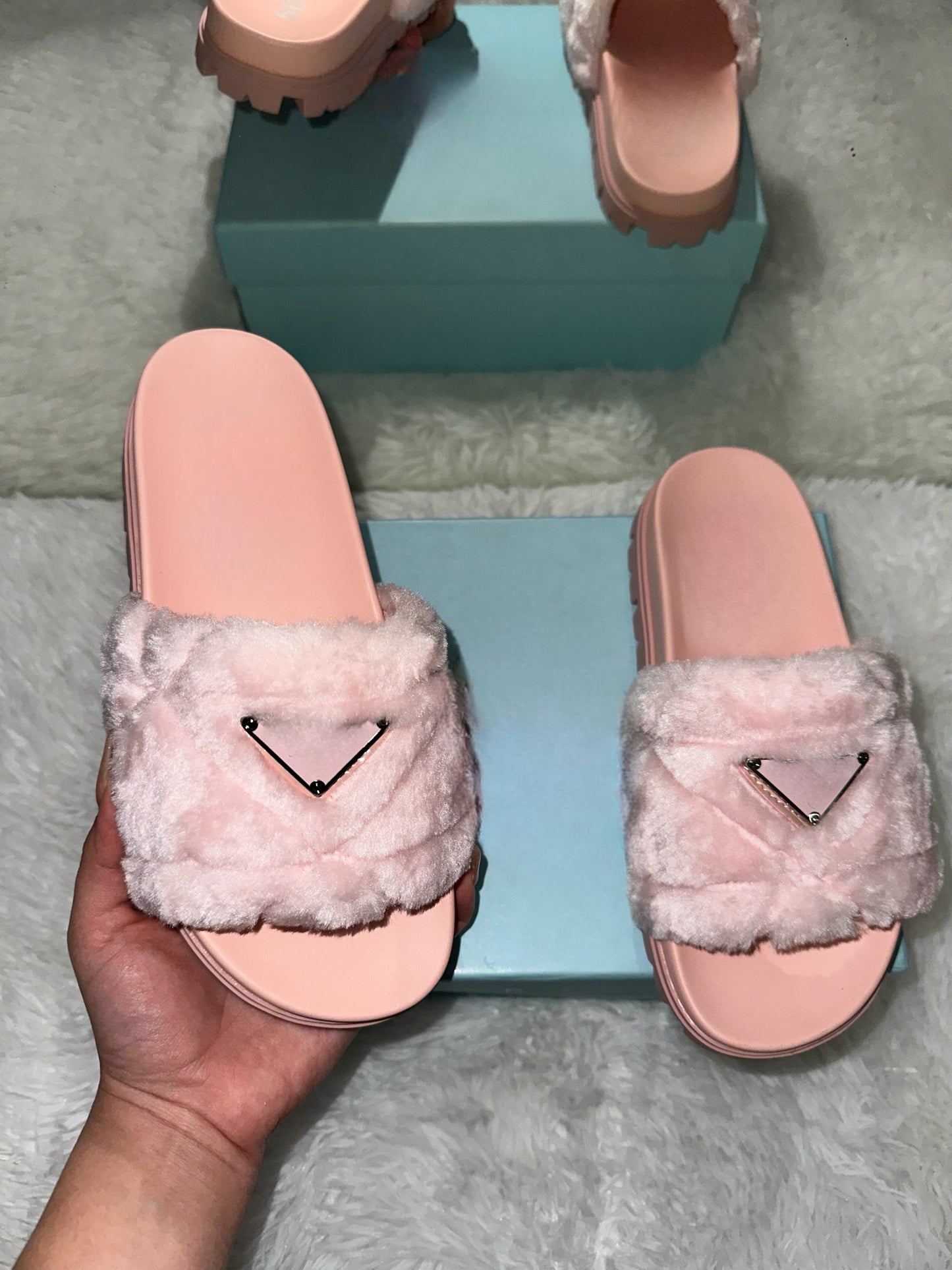 Pink Fur Slides